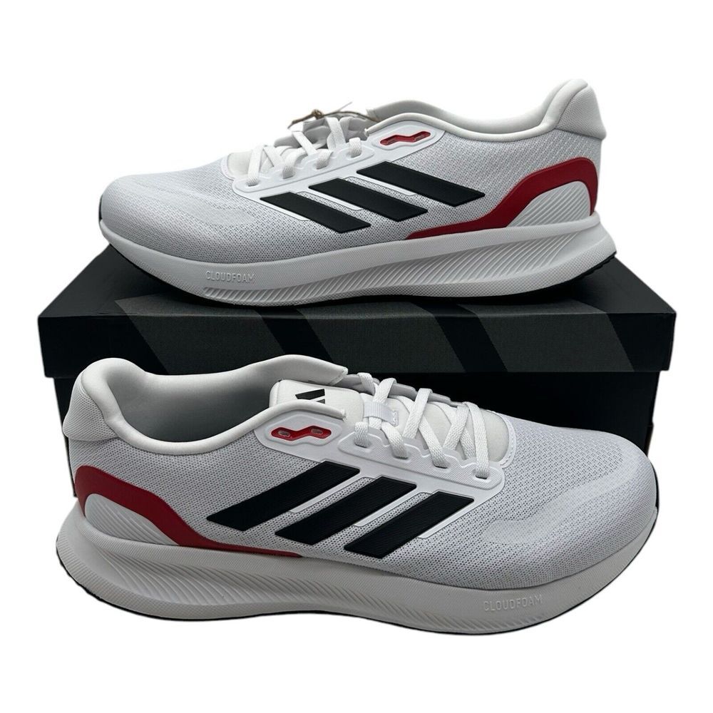 Adidas RunFalcon 5 Running Shoes Men's Size 11.5 WIDE White Black Scarlet IE0551